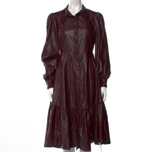 Nicholas Faux Leather Burgundy Midi Dress